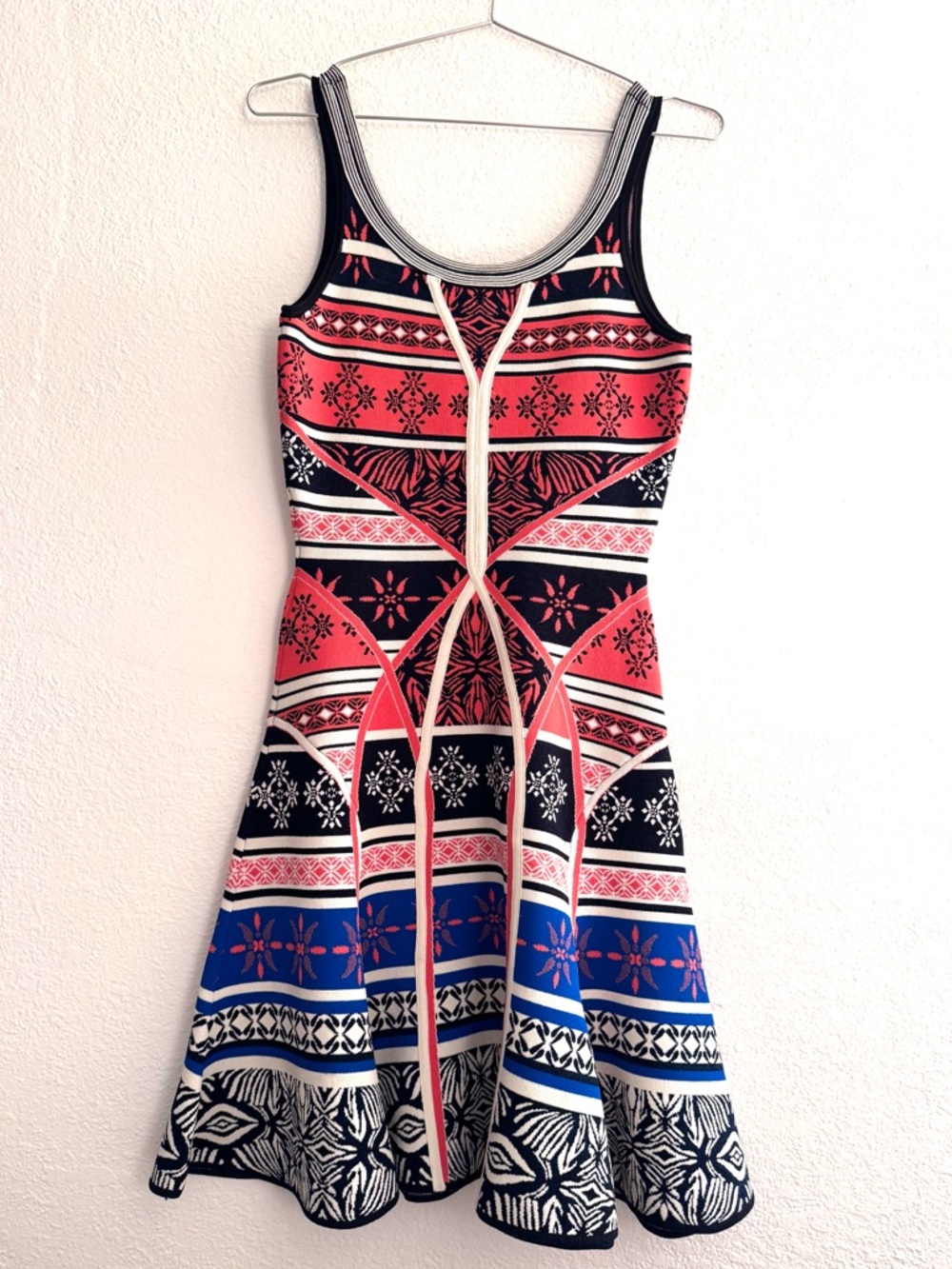 2014 Diane von Furstenberg DVF Ilsa Desert Bands Print Dress 0-2/XS/P